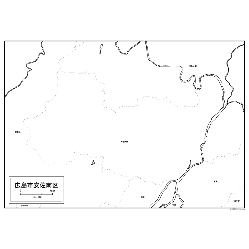 広島市安佐南区の白地図のサムネイル