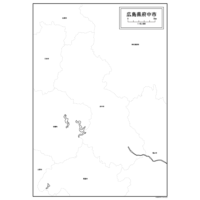 府中市の白地図のサムネイル