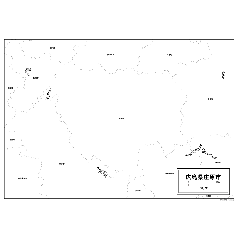 庄原市の白地図のサムネイル