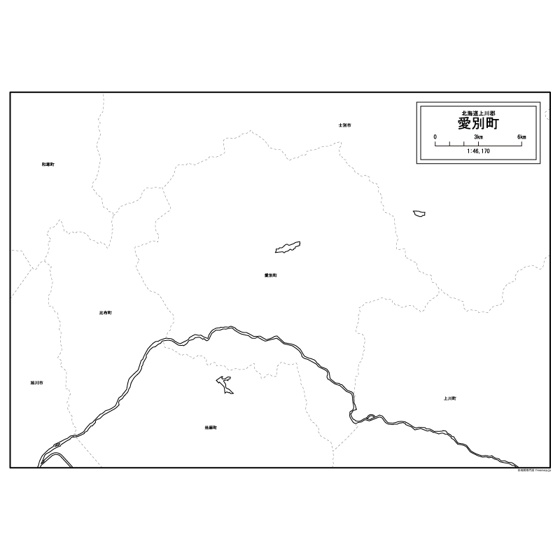 愛別町の白地図のサムネイル