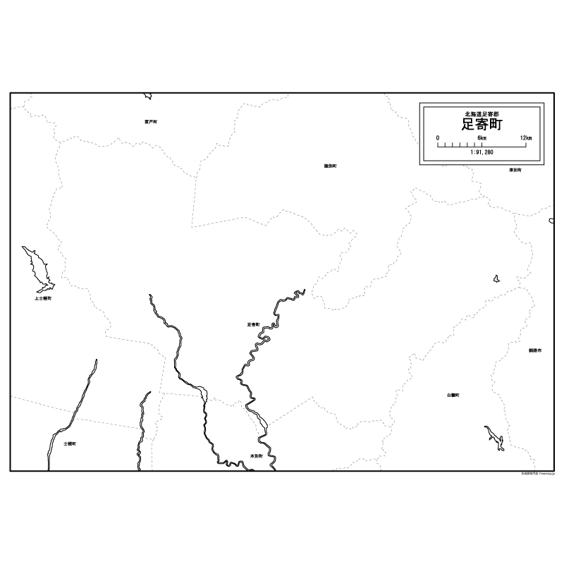 足寄町の白地図のサムネイル