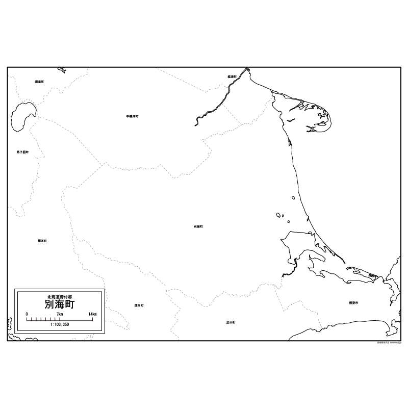 別海町の白地図のサムネイル