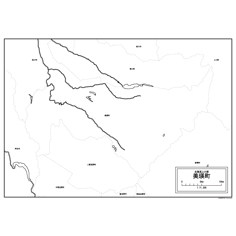 美瑛町の白地図のサムネイル