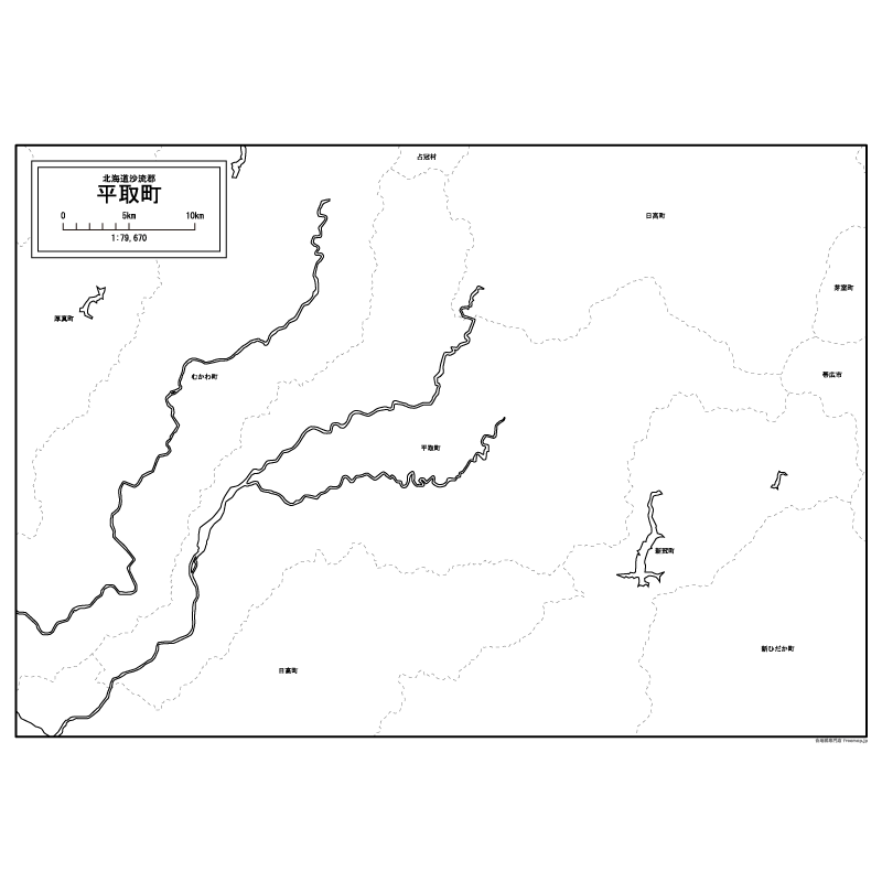 平取町の白地図のサムネイル