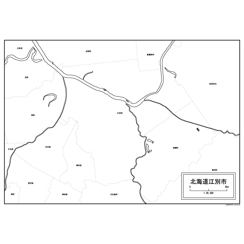 江別市の白地図のサムネイル