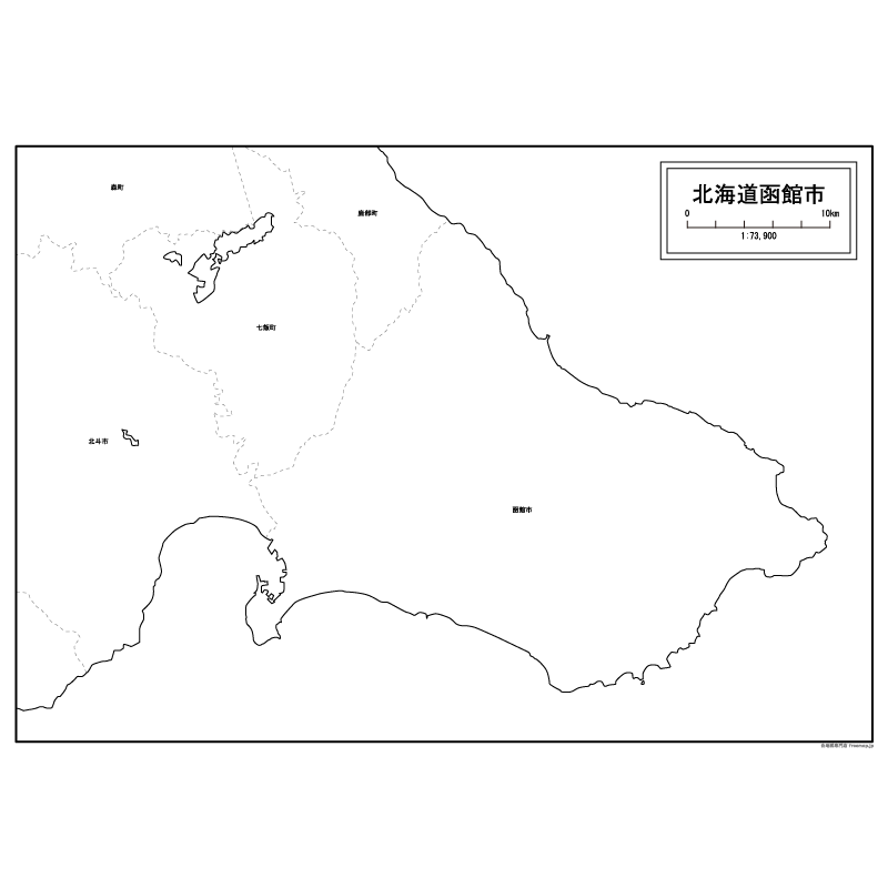 函館市の白地図のサムネイル