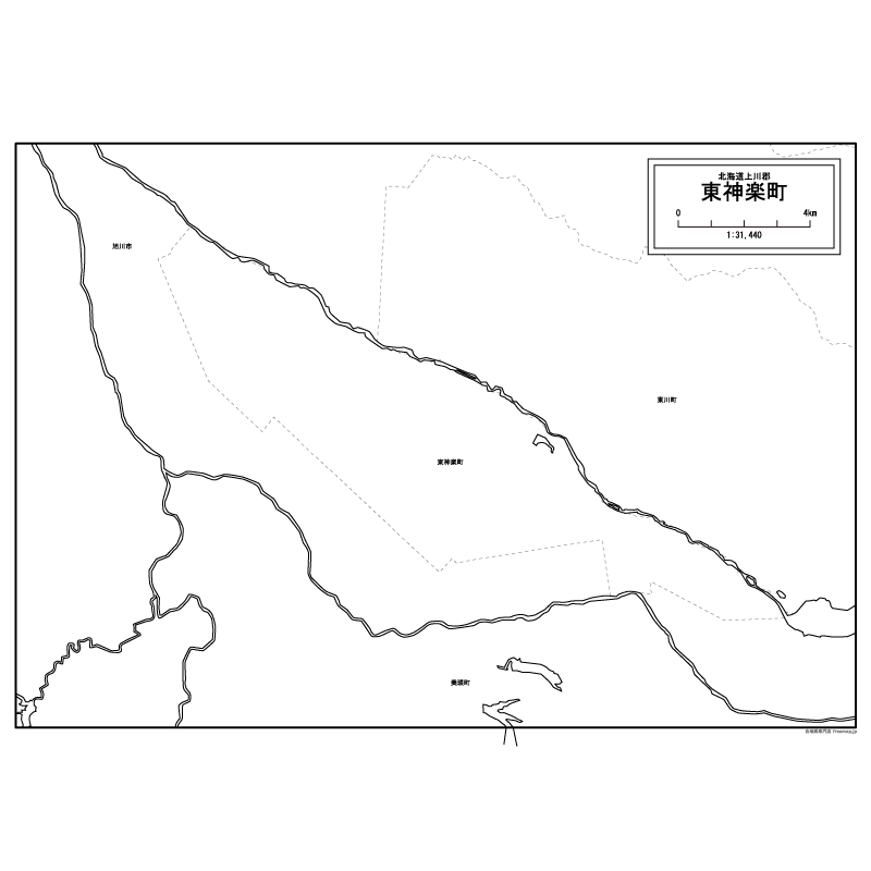 東神楽町の白地図のサムネイル