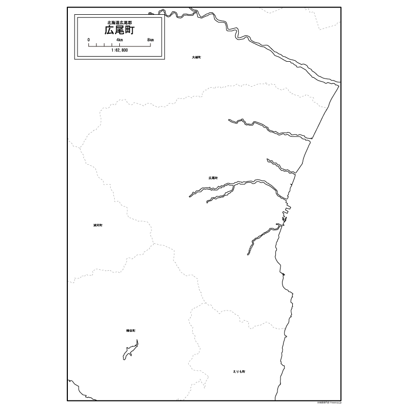 広尾町の白地図のサムネイル