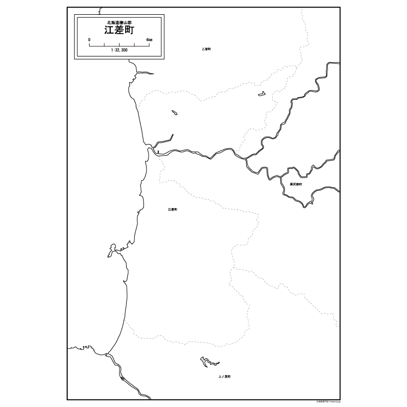江差町の白地図のサムネイル