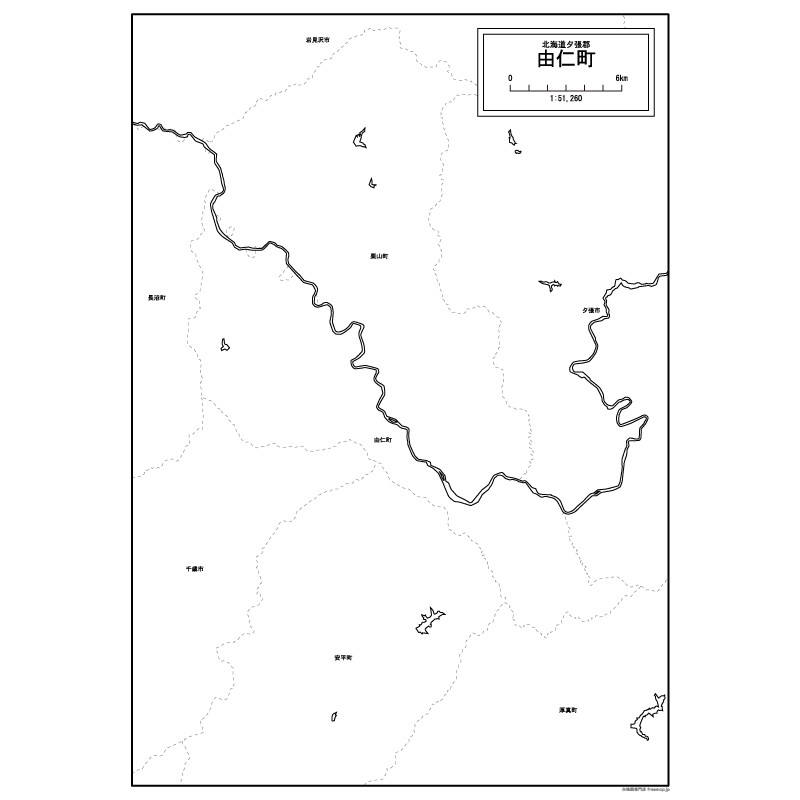 由仁町の白地図のサムネイル
