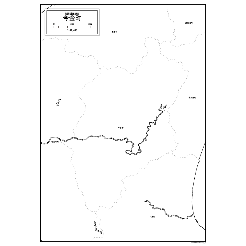 今金町の白地図のサムネイル