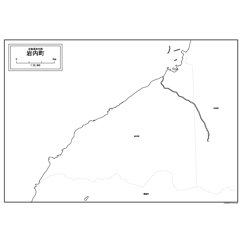 岩内町の白地図のサムネイル
