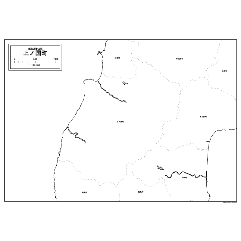 上ノ国町の白地図のサムネイル