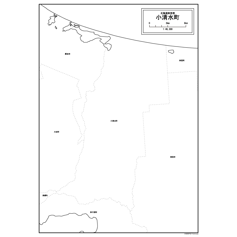 小清水町の白地図のサムネイル