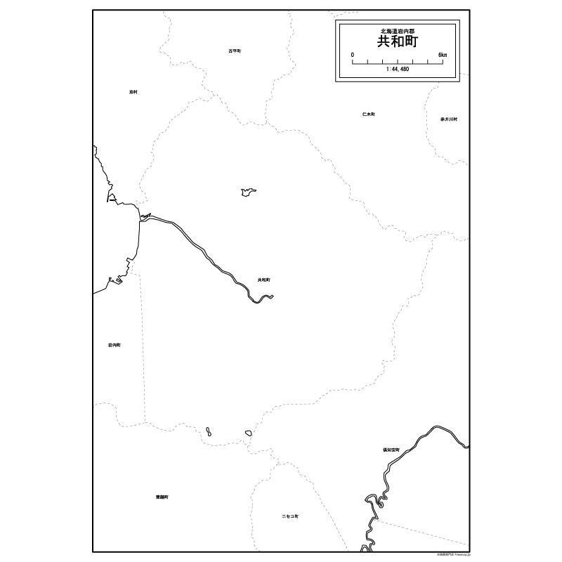 共和町の白地図のサムネイル