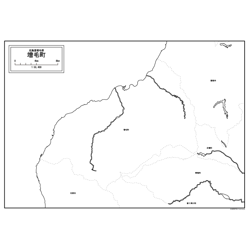 増毛町の白地図のサムネイル