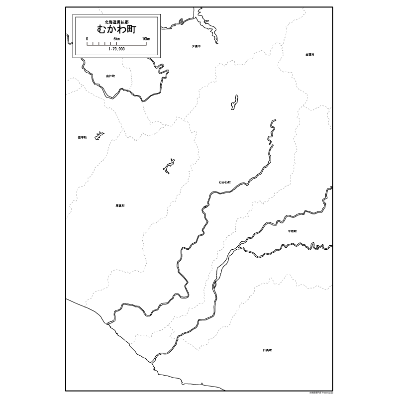 むかわ町の白地図のサムネイル