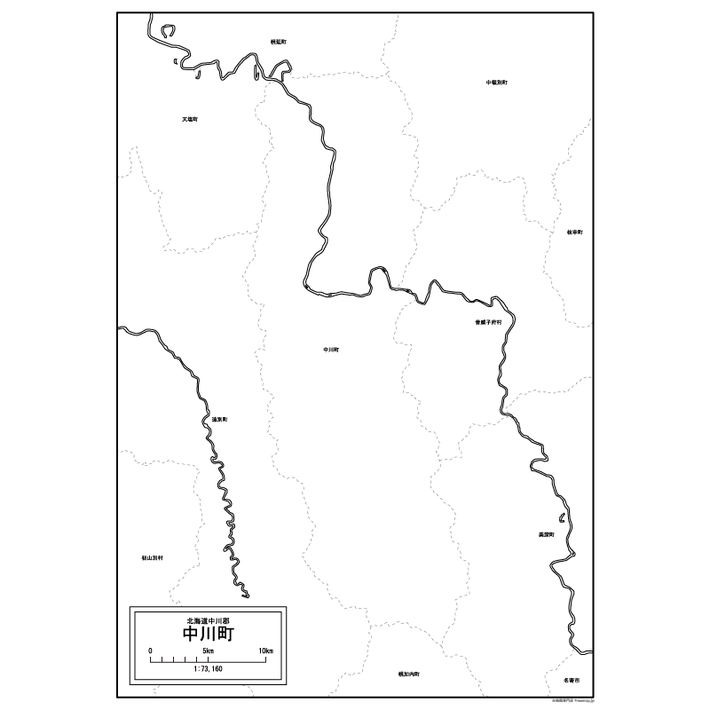 中川町の白地図のサムネイル