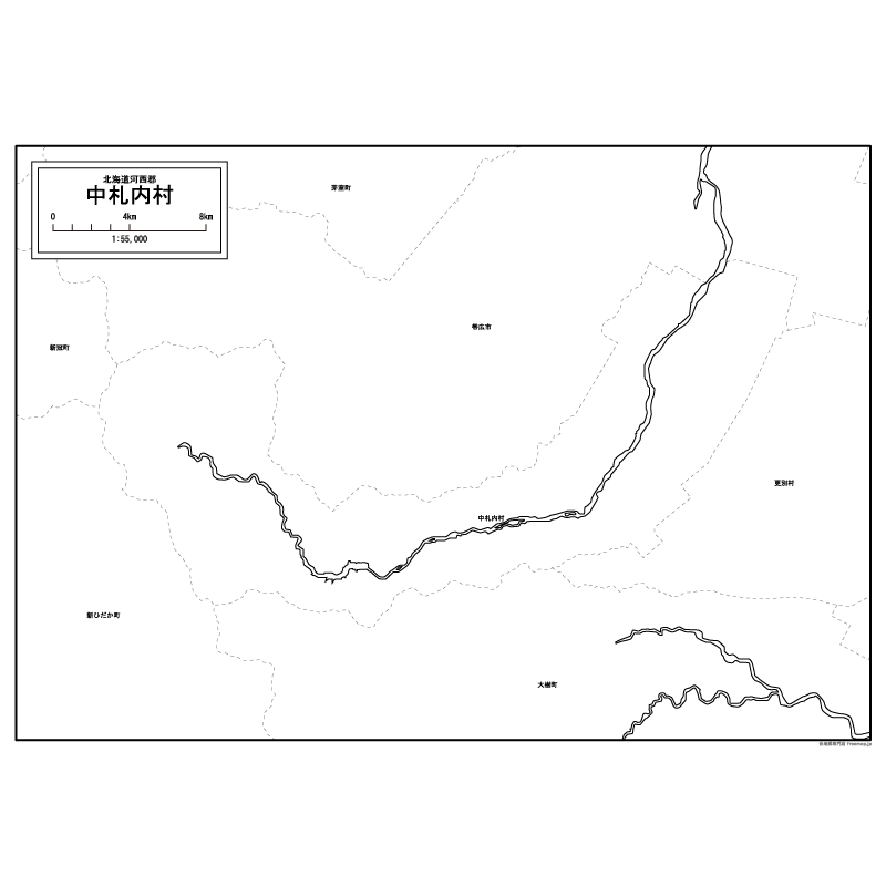 中札内村の白地図のサムネイル