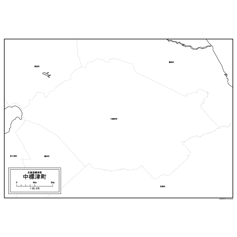 中標津町の白地図のサムネイル