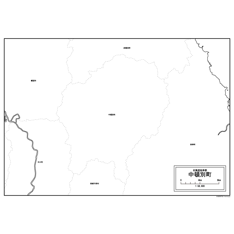 中頓別町の白地図のサムネイル