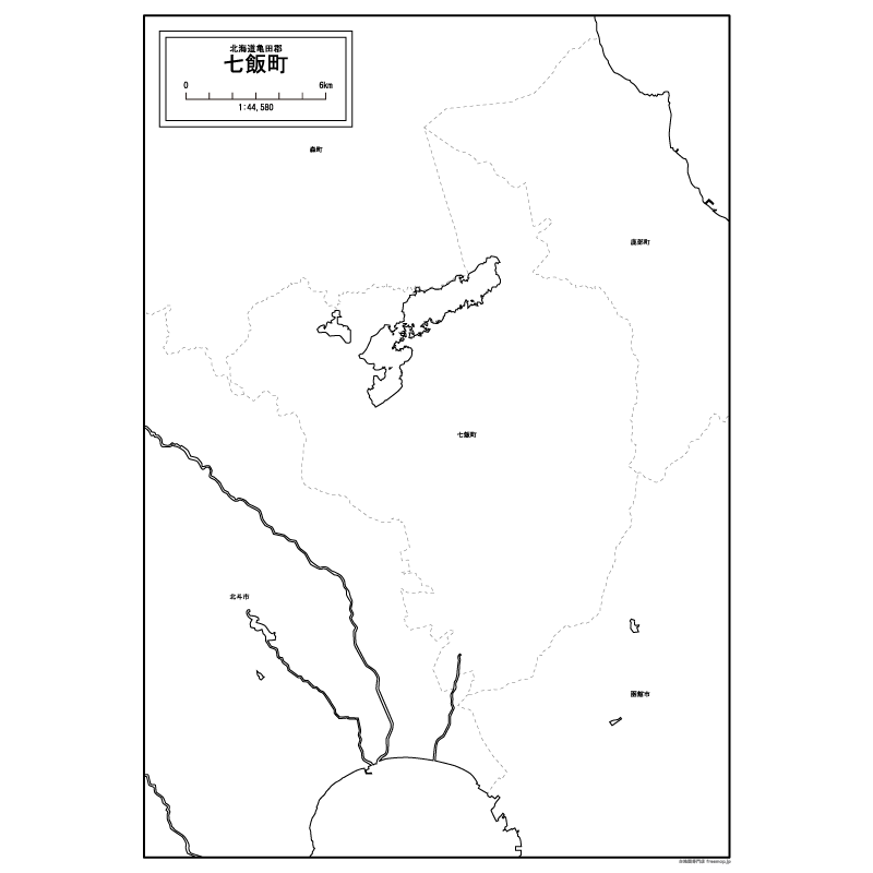 七飯町の白地図のサムネイル