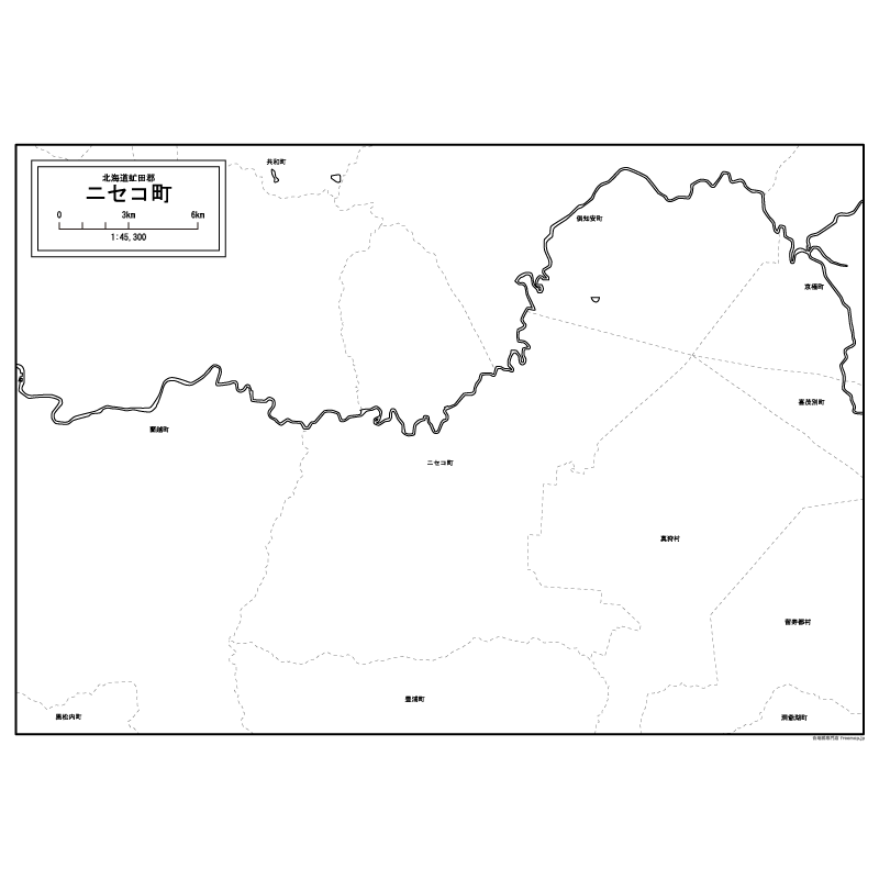ニセコ町の白地図のサムネイル