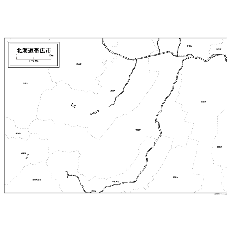 帯広市の白地図のサムネイル