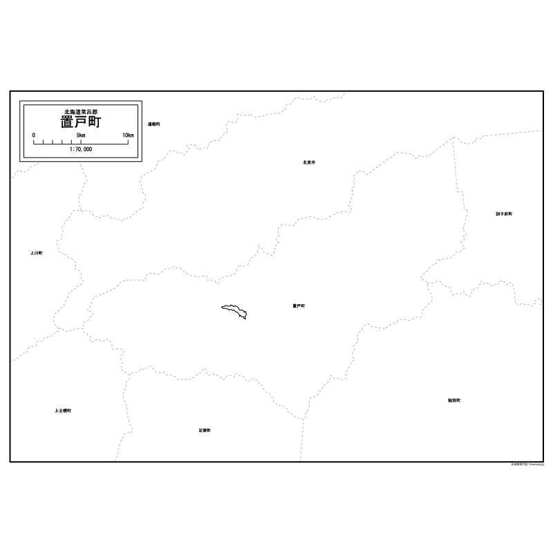 置戸町の白地図のサムネイル