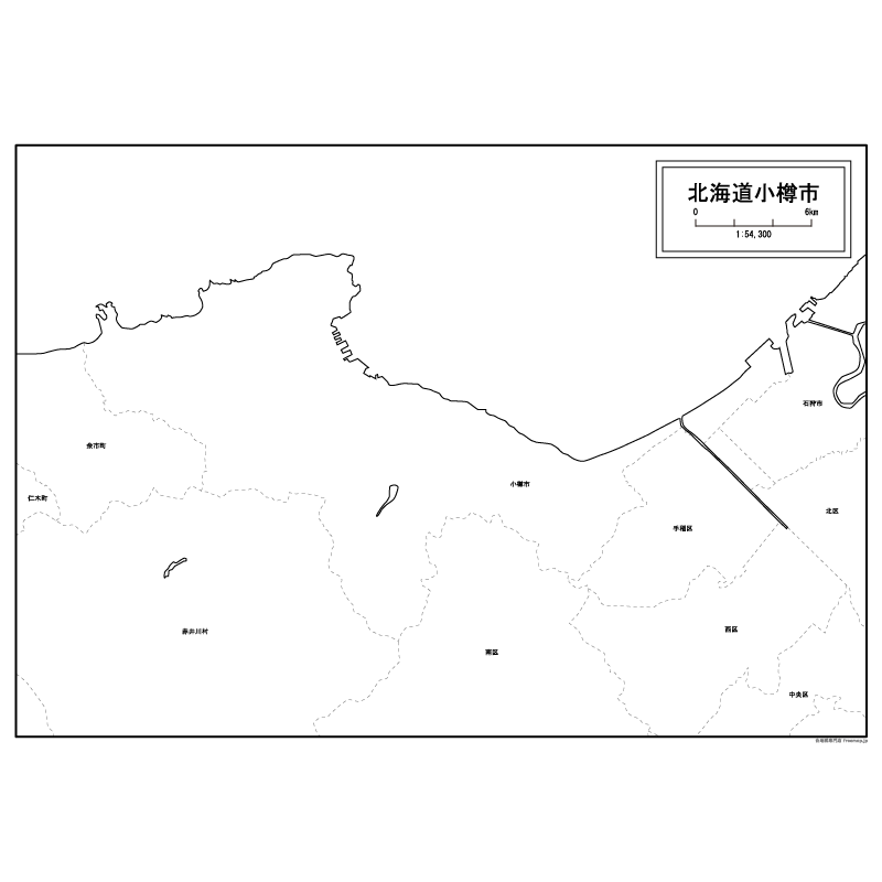 小樽市の白地図のサムネイル