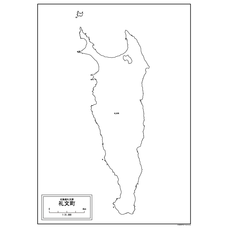 礼文町の白地図のサムネイル