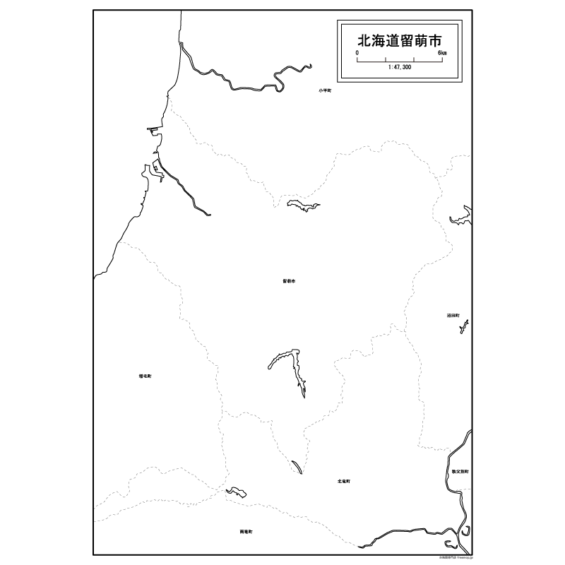 留萌市の白地図のサムネイル