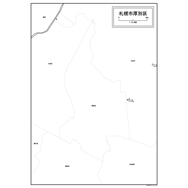 札幌市厚別区の白地図のサムネイル