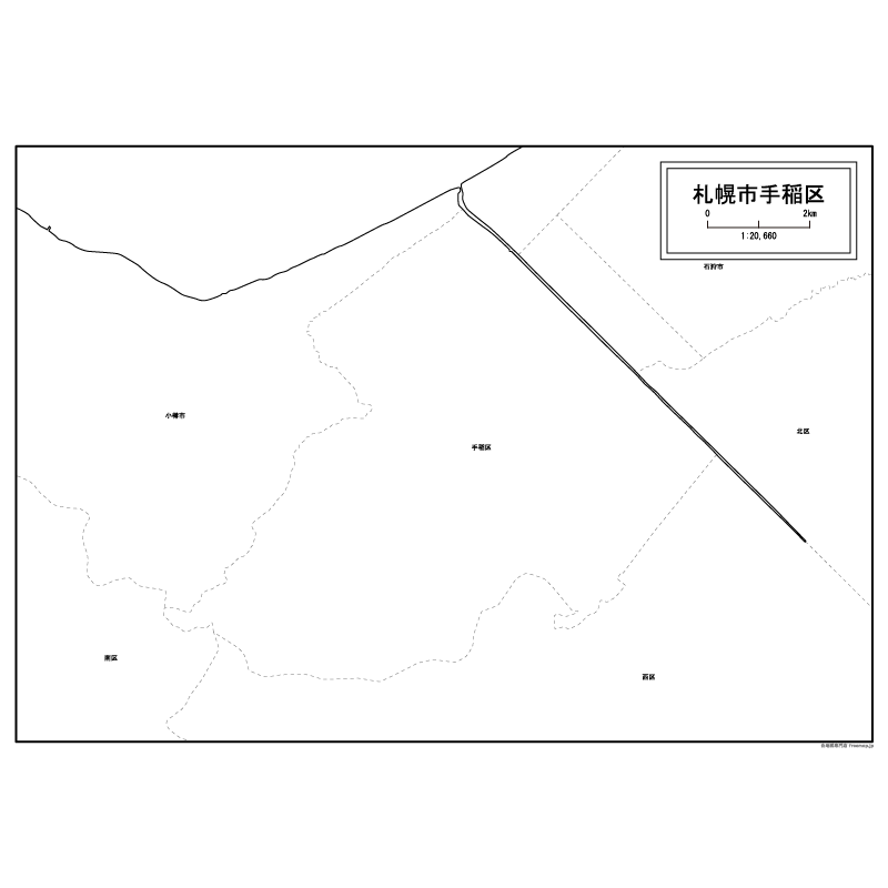 札幌市手稲区の白地図のサムネイル