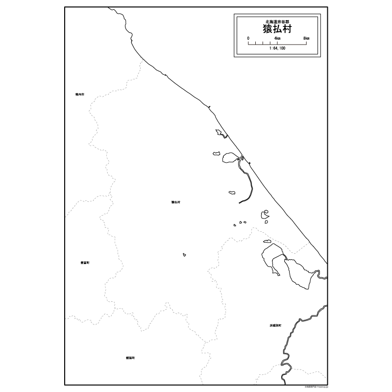 猿払村の白地図のサムネイル