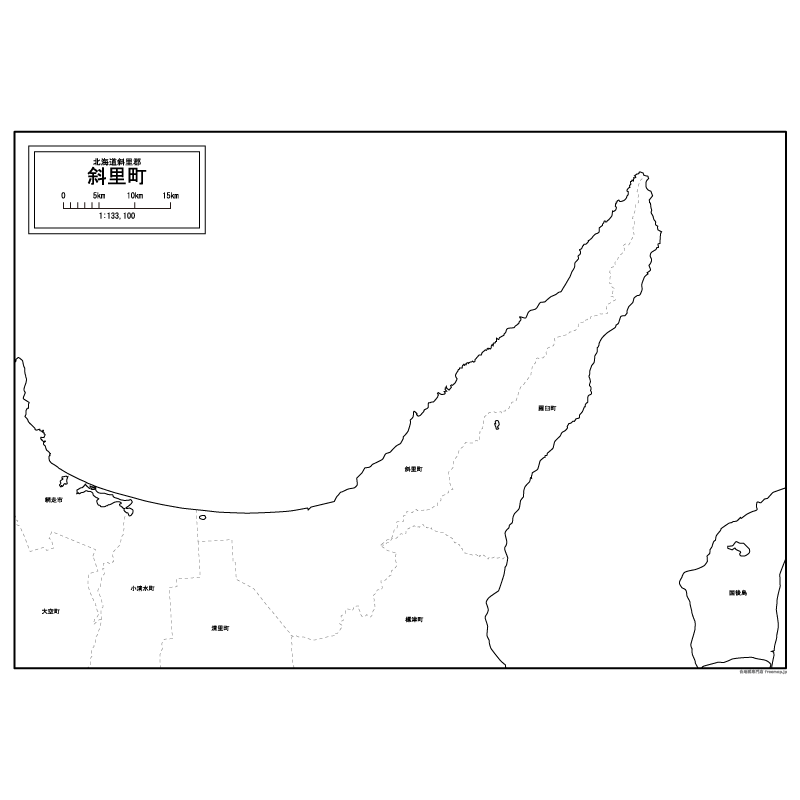 斜里町の白地図のサムネイル