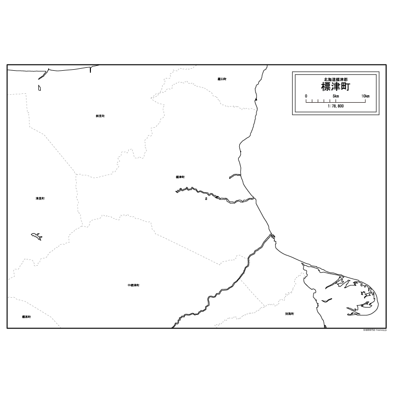 標津町の白地図のサムネイル