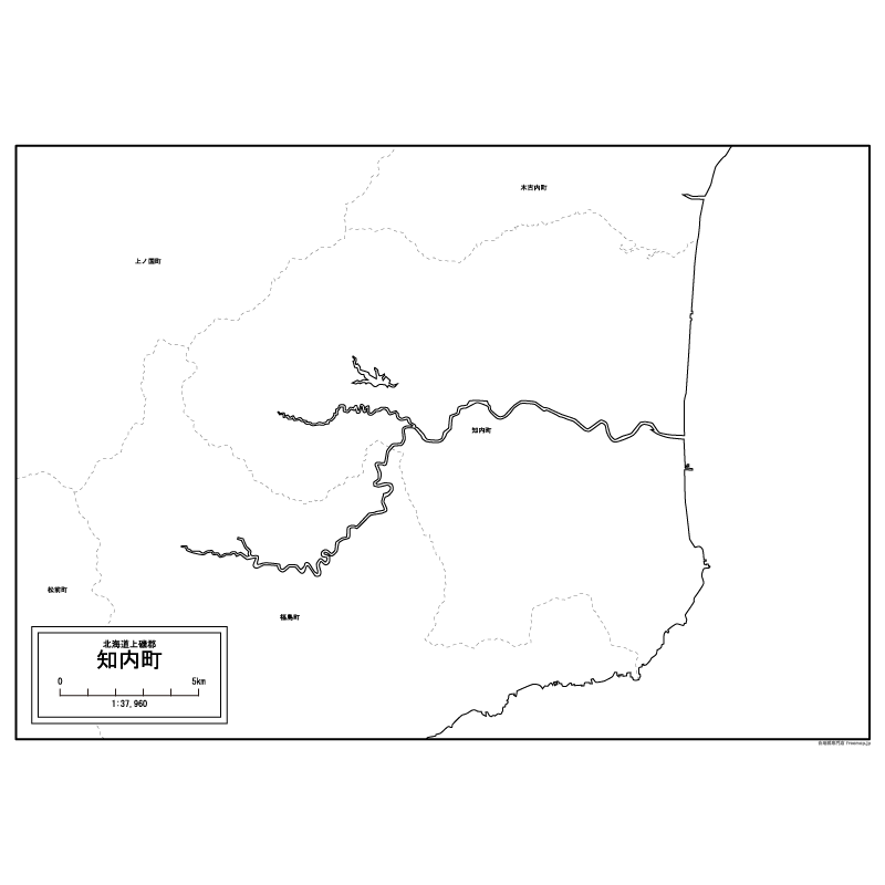 知内町の白地図のサムネイル
