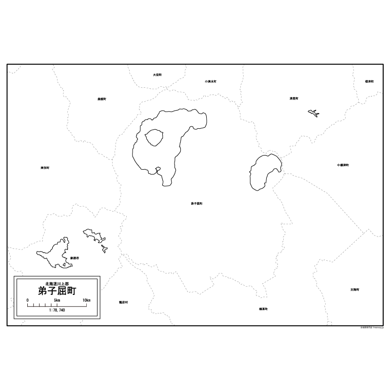 弟子屈町の白地図のサムネイル