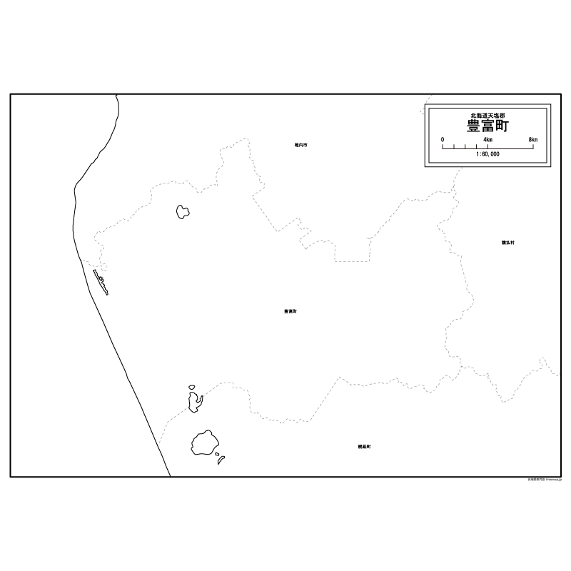 豊富町の白地図のサムネイル