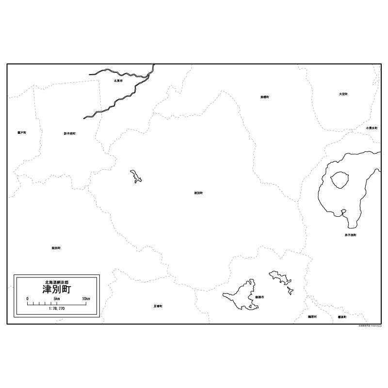 津別町の白地図のサムネイル
