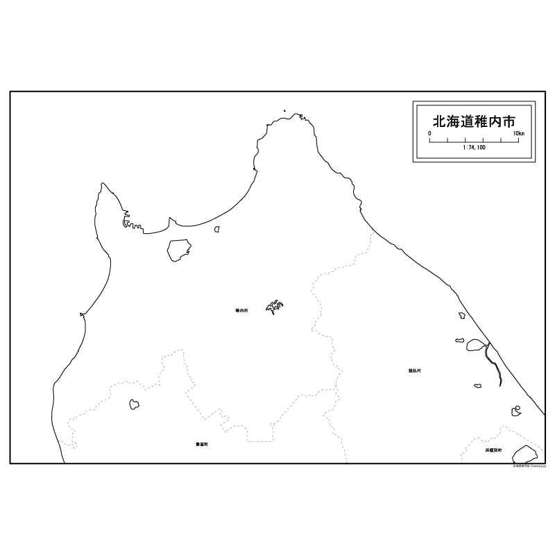 稚内市の白地図のサムネイル