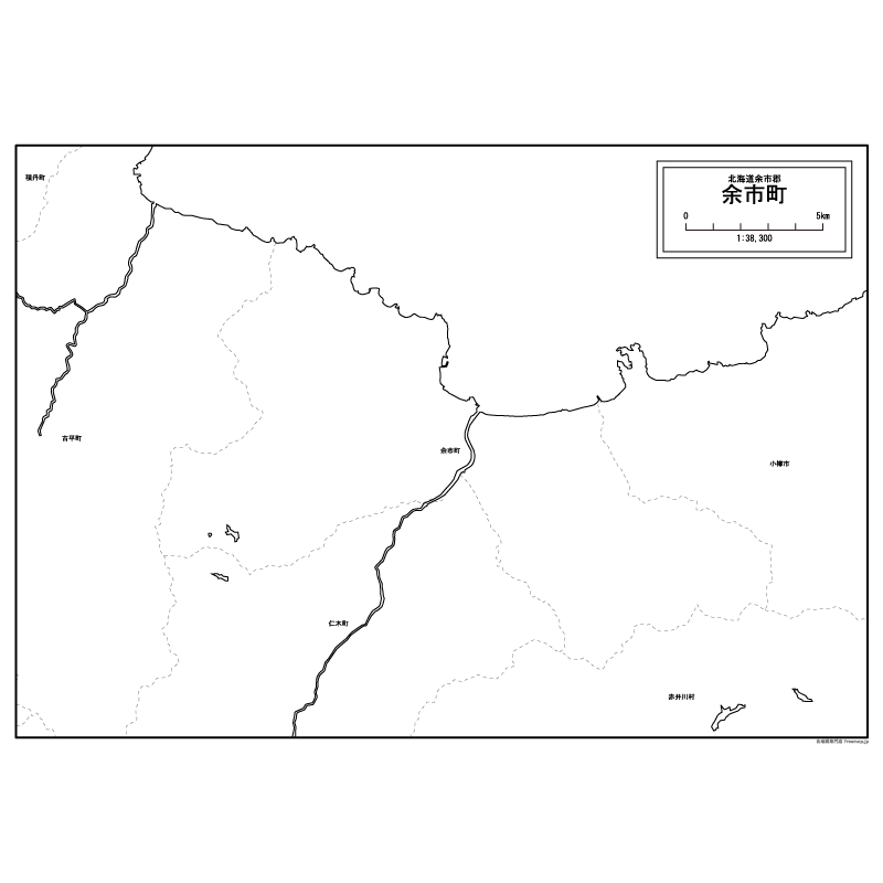 余市町の白地図のサムネイル