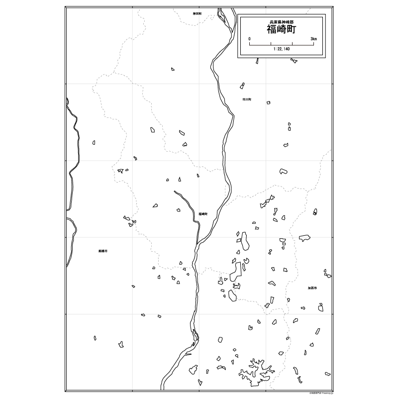 福崎町の白地図のサムネイル