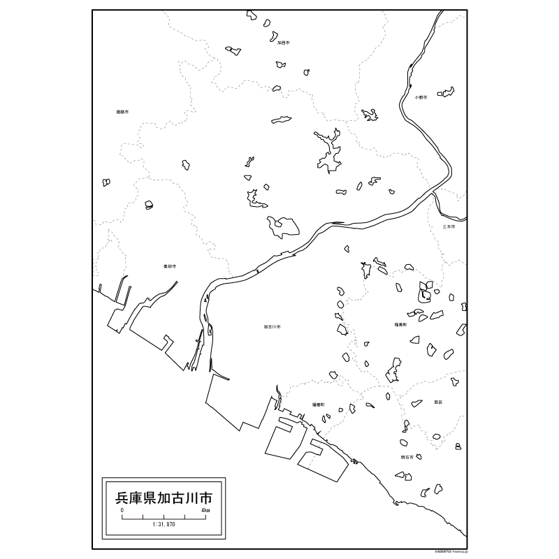 加古川市の白地図 白地図専門店