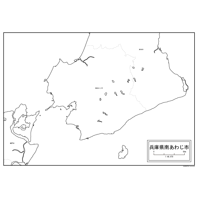 南あわじ市の白地図のサムネイル