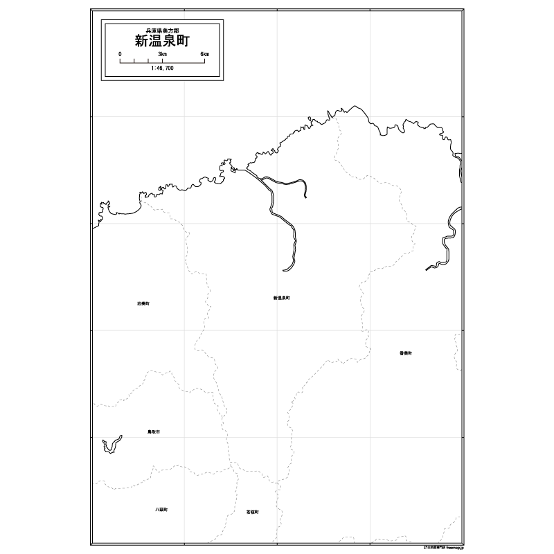 新温泉町の白地図のサムネイル