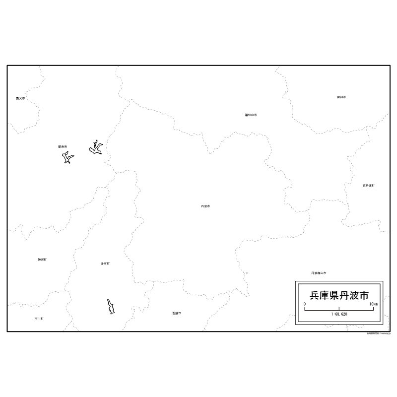 丹波市の白地図 白地図専門店