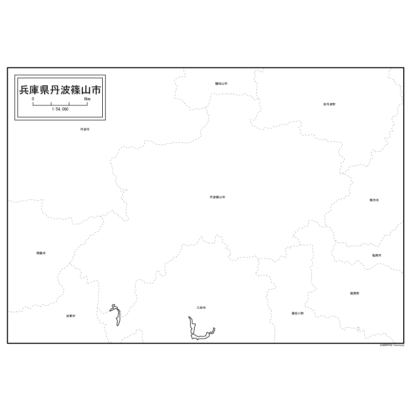 丹波篠山市の白地図のサムネイル