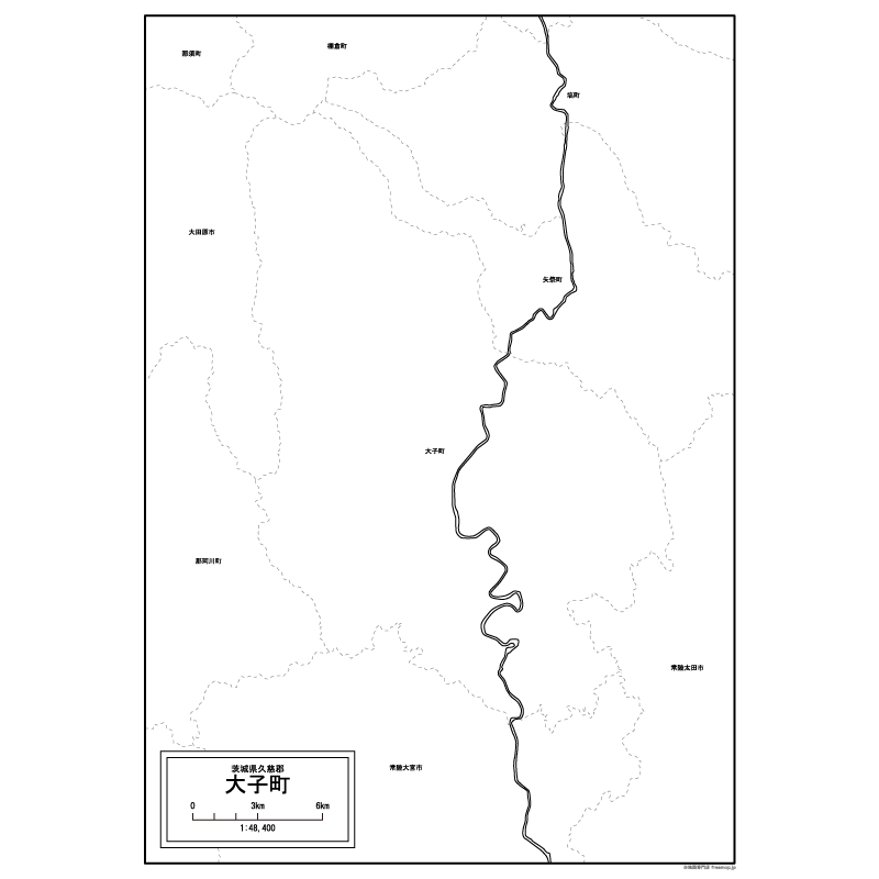 大子町の白地図のサムネイル